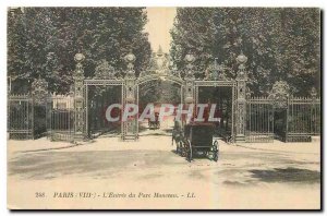 Old Postcard Paris Monceau Park Entrance
