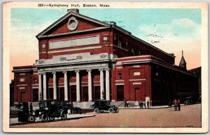 1924 Symphony Hall Boston Massachusetts MA Cars Front Building Posted Postcard