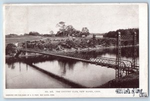 New Haven Connecticut Postcard The Country Club Bridge River 1906 Vintage Posted