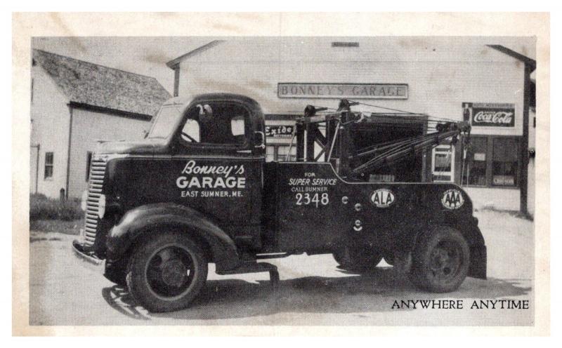   Tow Truck, Bonney's Garage,  East Summer Maine     