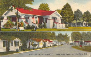 STEELE'S MOTEL COURT Elkton, Maryland Roadside ca 1940s Vintage Linen Postcard