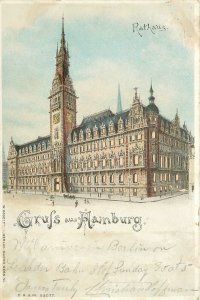 Postcard 1898 Germany Hamburg hold to light die cut Large building GR24-3275