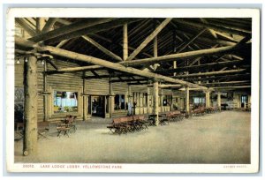 1927 Lake Lodge Lobby Interior View Building Yellowstone Park Wyoming Postcard