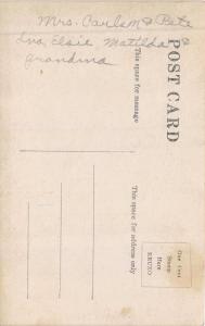 MULTI GENERATIONS + DOG~LOG CABIN~OVAL REAL PHOTO POSTCARD 1910s~MOST LIKELY MN