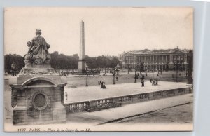 Postcard Paris France Place De La Concorde Obelisk Statues 1910s DB View
