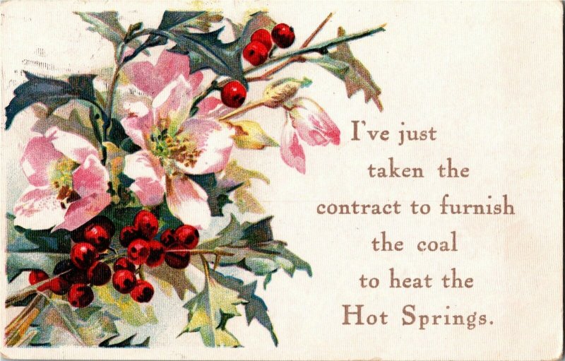 Floral, I've Taken a Contract to Furnish Coal for Hot Springs c1910 Postcard F44