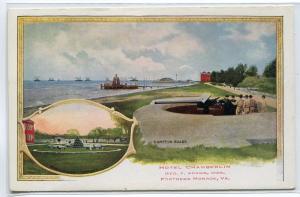 Hampton Roads Gun Emplacement Hotel Chamberlin Fortress Monroe VA postcard