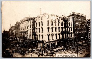 Vtg Fort Wayne Indiana Aveline Hotel Fire Ruins 1908 RPPC Real Photo Postcard