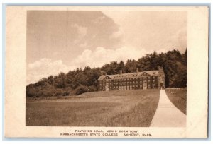 c1940 Thatcher Hall Men's Dormitory State College Amherst Massachusetts Postcard