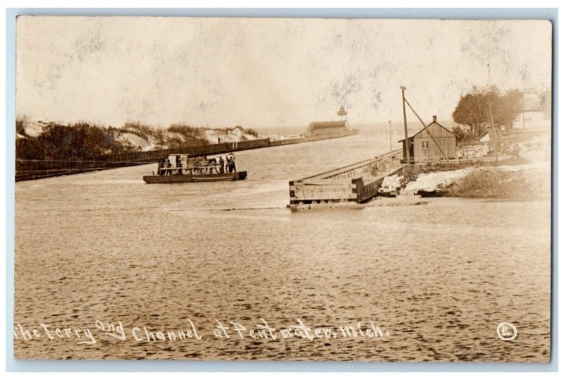 c1910's Ferry And Channel At Pentwater Michigan MI RPPC Photo Unposted Postcard 