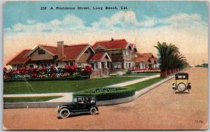 A Residence Street Long Beach California Flower Landscapes Street View Postcard