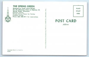 2 Postcards BANK of SPRING GREEN, WI~ Frank Lloyd Wright SPRING GREEN RESTAURANT
