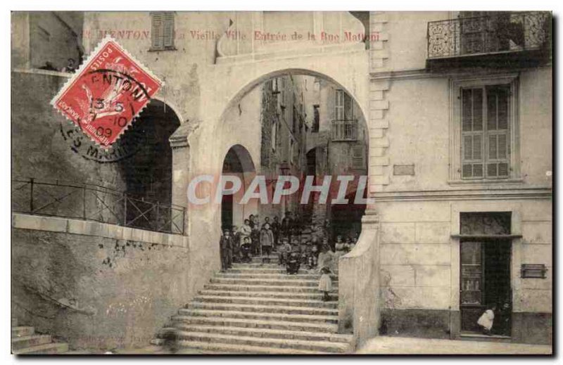 Menton - Sleep City and Entree of Mattoni street - Old Postcard