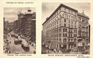 Vintage Postcard Center of Hotel Activity Hotel Worthy Springfield Massachusetts