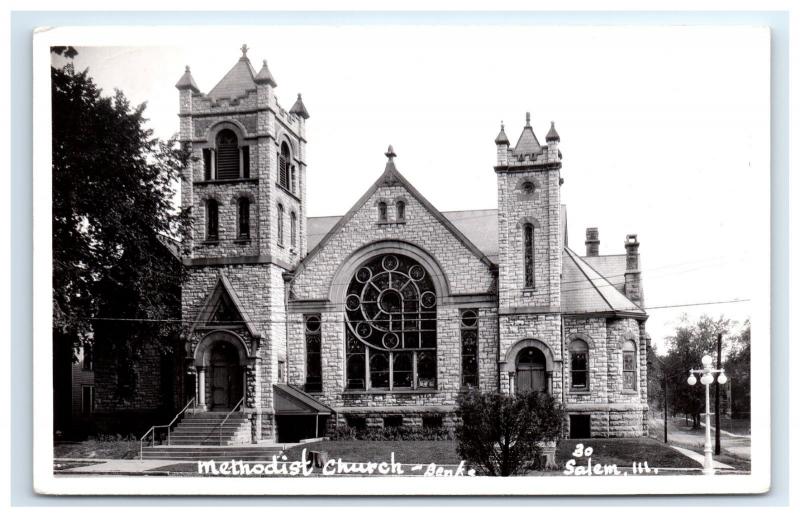 Postcard Methodist Church, Salem, IL  RPPC H8