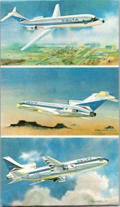 Delta Fleet, Douglas DC-9, Boeing 727, Lockheed L1011 Tristar Postcard G12