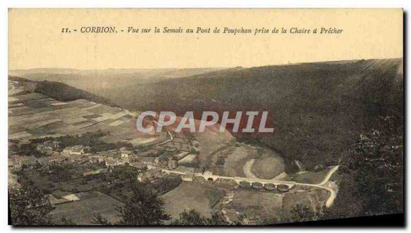 Old Postcard Corbion View Semois Poupehan the Bridge taking the Chair has Pre...