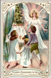 Christmas Greeting Angel with Children Tuck 1907 Series no.2 Postcard X19