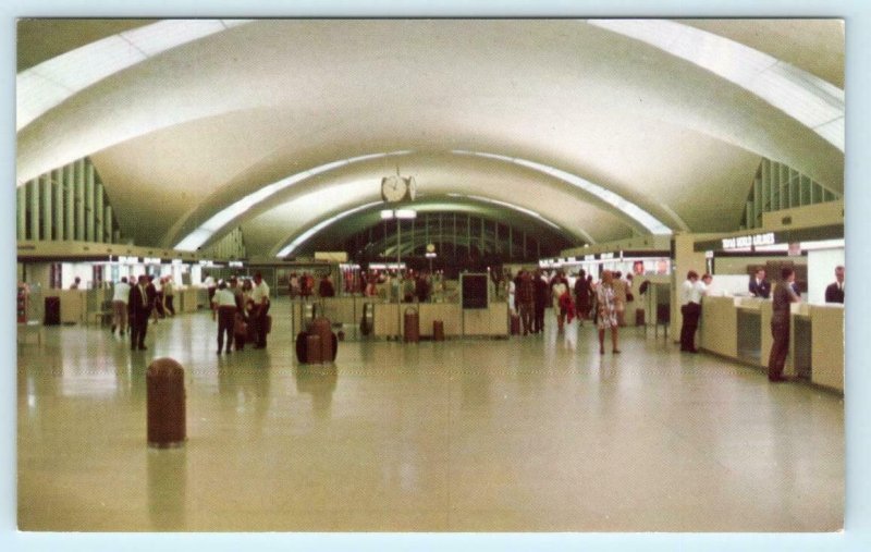 ST. LOUIS, Missouri MO  Lambert Field AIRPORT TERMINAL LOBBY c1960s-70s Postcard