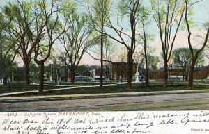 Postcard Antique View of Lafayette Square in Davenport , IA.  S7