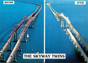 Florida St Petersburg Sunshine Skyway Bridge Before and After Disaster 28 Jan...