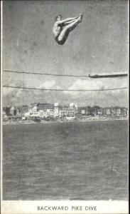 Swimming/Diving - Backward Pike Dive Vintage Postcard