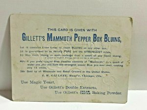 1880s Gillett Mammoth Pepper Box Baking Powder Chicago Illinois Embossed Flowers