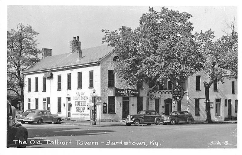 Bardstown KY Old Talbot Tavern Coffee Shop Old Cars RPPC Postcard