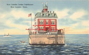 CT, New London, Connecticut, New London Ledge Lighthouse, Tichnor No 69112