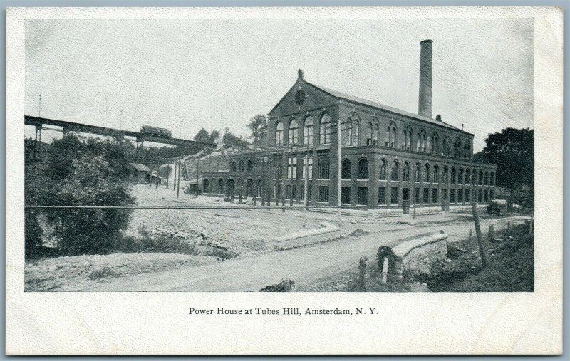 AMSTERDAM NY POWER HOUSE AT TUBES HILL UNDIVIDED ANTIQUE POSTCARD