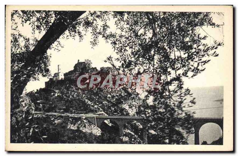 Old Postcard Eze M road the great Corniche