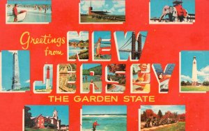 Vintage Postcard Greetings From New Jersey NJ The Garden State Beautiful Beaches