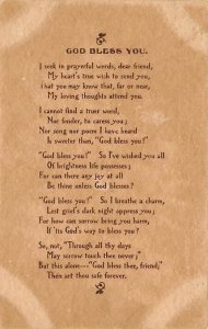 God Bless You Poem Religious 1908 