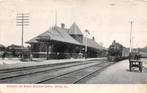 J44/ Dixon Illinois Postcard c1910 C&NW Railroad Depot Station 154