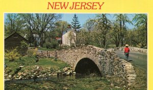 MOUNTAINVILLE NJ NEW JERSEY HUNTERDON COUNTY BOY ON BRIDG UNUSED CHROME POSTCARD