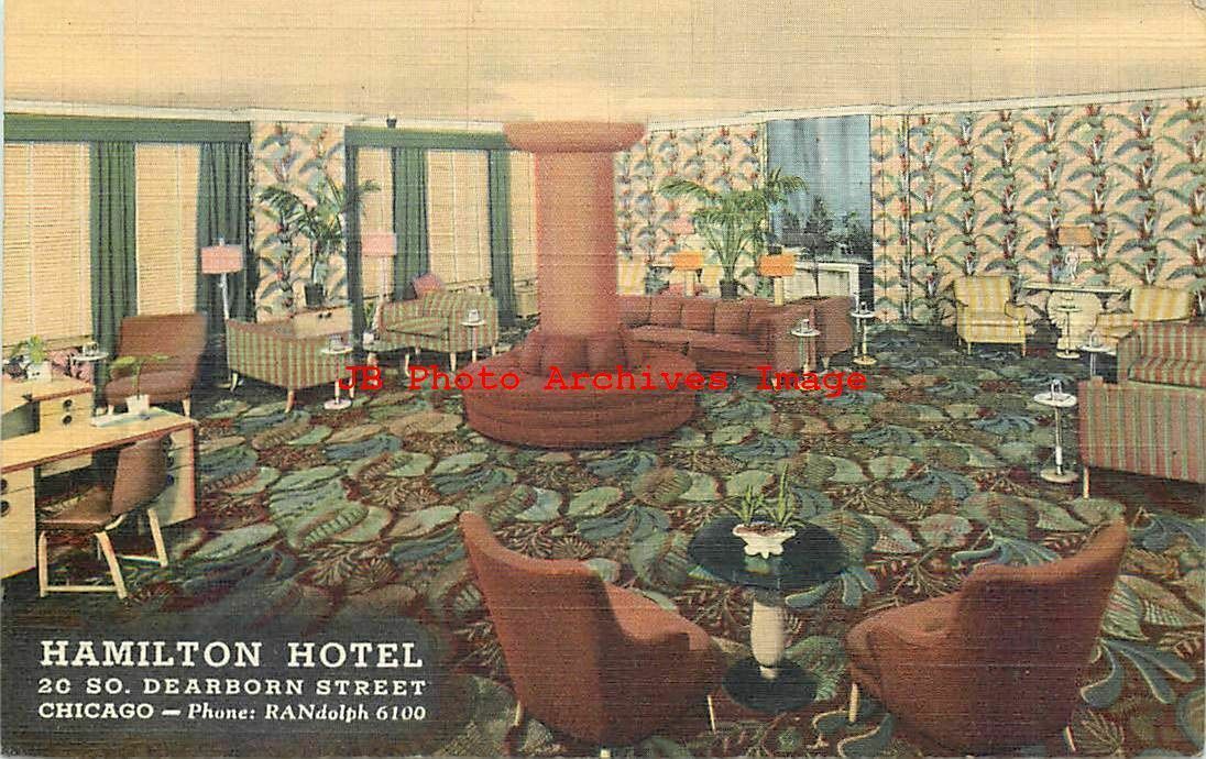 8 Linen Postcards, Chicago Illinois, Hotels Views, Exteriors, Map