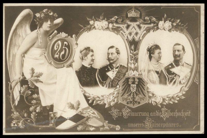 Germany WWI Kaiser Wilhelm II And Wife Silver Anniversary Patriotic  RPPC 79543