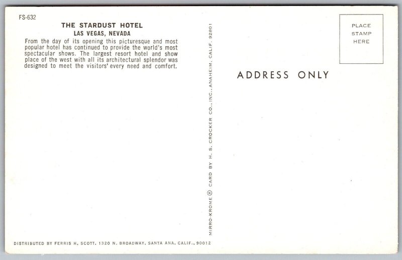 Vtg Las Vegas Nevada NV The Stardust Hotel Resort Casino Showgirls Postcard