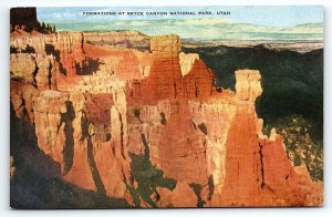 1940s UTAH BRYCE CANYON NATIONAL PARK FORMATIONS EARLY CHROME POSTCARD P1793