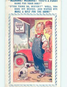 Unused Bamforth comic AUTO MECHANIC WITH HIS DOG o8070