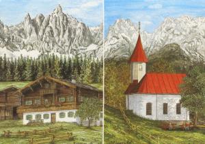 Austria Tirol Bauernhof Sankt Antonius Kapelle Rene Rietmeyer Art Postcard D31