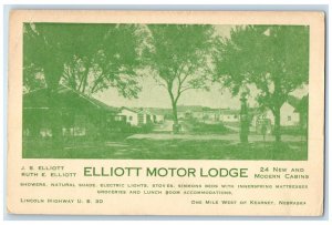 1935 Elliot Motor Lodge Modern Cabins Kearney Nebraska NE Vintage Postcard