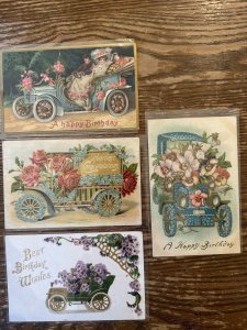 Lot of Antique Postcards Early 1900s Vintage Embossed Cars Birthday