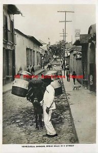 Venezuela, Caracas, RPPC, Bread Mule & Vendor in a Street, Will P Taylor Photo