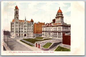 Omaha Nebraska c1905 Postcard City Hall Bee Building And Courthouse