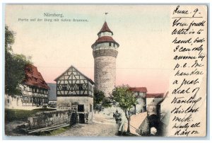 c1910 Lot At The Castle With Deep Well Nuremberg Germany Posted Postcard