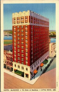 Vtg Little Rock Arkansas AR Hotel McGehee Main at Markham 1930s Linen Postcard