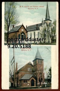 h5010 - MORAVIA NY Postcard 1910s Churches by Yager