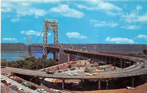 BG21478 george washington bridge hudson river fort lee new jersey usa car