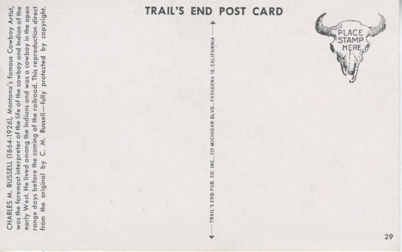 Dudes Charles M. Russell Cowboy Artist CM Trails End Unused Postcard D28